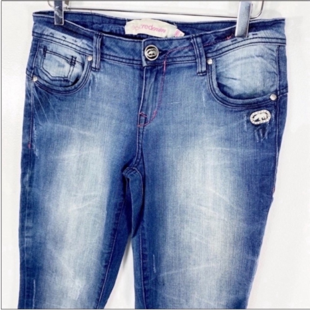 ECKOREDENIM back pockets embroidery jeans 7/8 - Picture 6 of 9